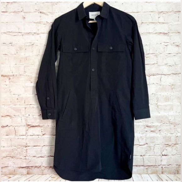 Carhartt WIP black shirt button down shirt/dress/tunic size XSmall w/pockets - Picture 1 of 8